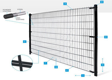 Double Loop 868 Welded Wire Mesh Panel Hole 50X100MM  H Post 40X60MM Pvc coated